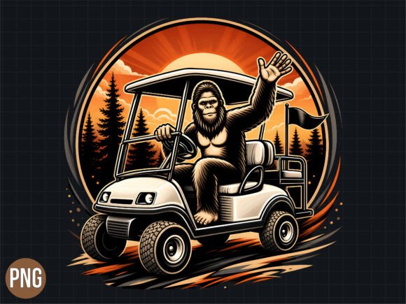 Download Bigfoot Golf Cart Retro PNG T-Shirt - Retro png Collection