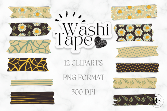 Download 12 Cute Flowers Washi Tape PNG Bundle - Flowers Collection