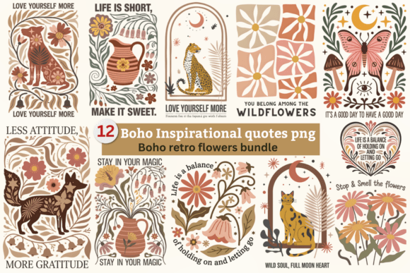 Download Boho Retro Flowers SVG Bundle, Boho Png - Flowers Collection