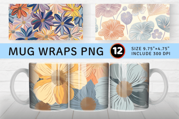 Download Funky Pastel Flowers Mug Wrap Sublimatio - Flowers Collection