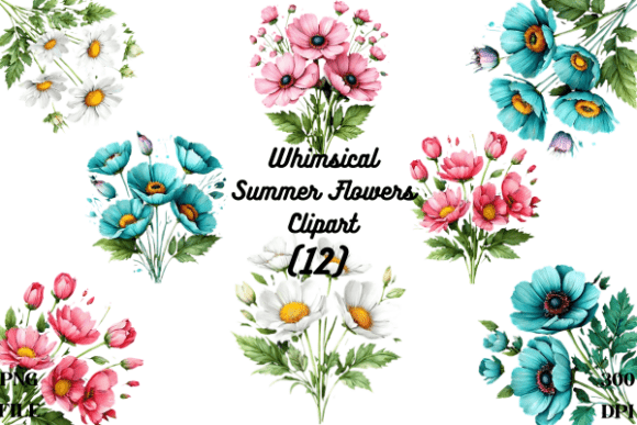 Download Whimsical Summer Flowers Clipart Bundle - Flowers Collection