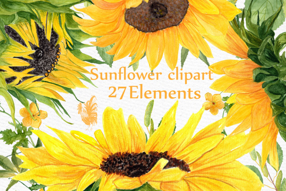Download Sunflower Watercolor Clipart SUNFLOWER CLIP ART Wedding Clipart Floral Clipart Separate Flowers Diy Wedding - Flowers Collection