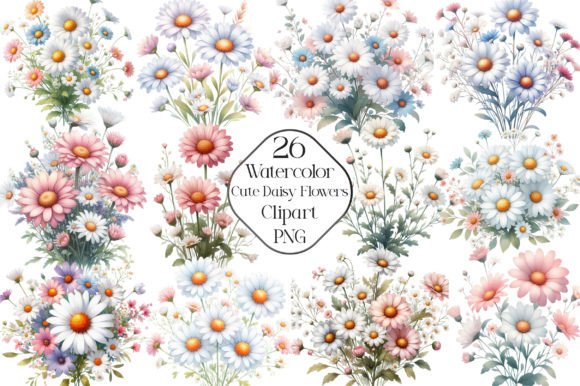 Download Watercolor Daisy Cute Flowers Clipart - Flowers Collection
