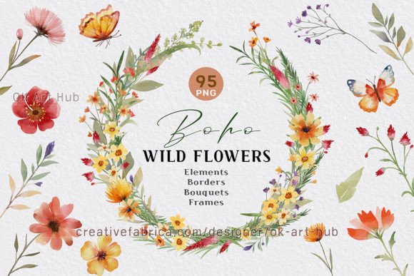 Download Boho Watercolor Wildflowers - Flowers Collection
