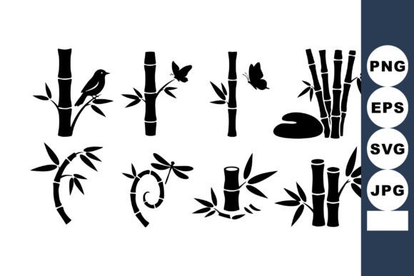Download Bamboo Silhouettes with Birds Butterflie - Bird Collection