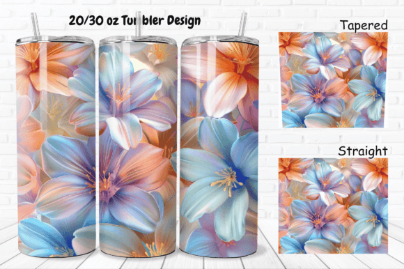 Download 3D Pretty Flowers 20/ 30 Oz Tumbler Wrap - Flowers Collection
