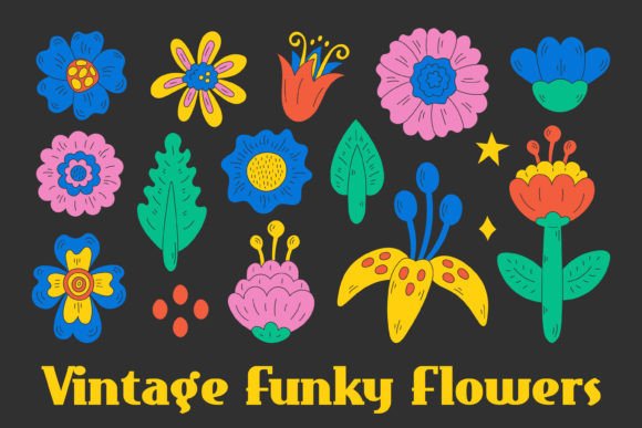 Download Vintage Funky Flowers Summer PNG Clipart - Flowers Collection