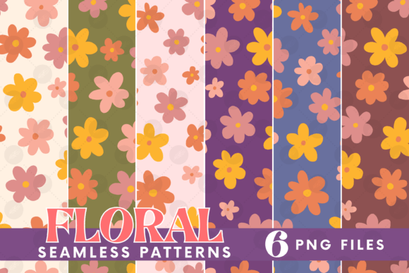 Download Retro Flowers Seamless Pattern Bundle - Flowers Collection