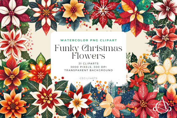 Download Funky Christmas Flowers Cliparts - Flowers Collection