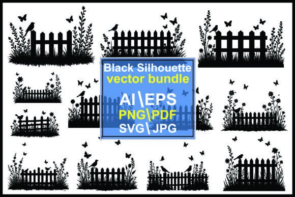Download Silhouette Garden Fence Birds Butterflie - Bird Collection