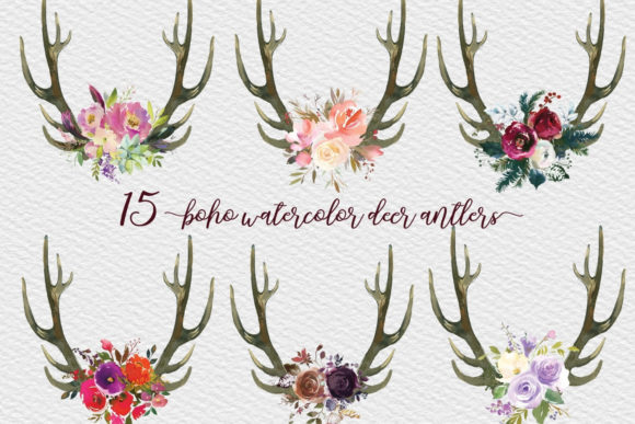 Download Boho Deer Anddeer Flowers, Horns, Antler - Flowers Collection