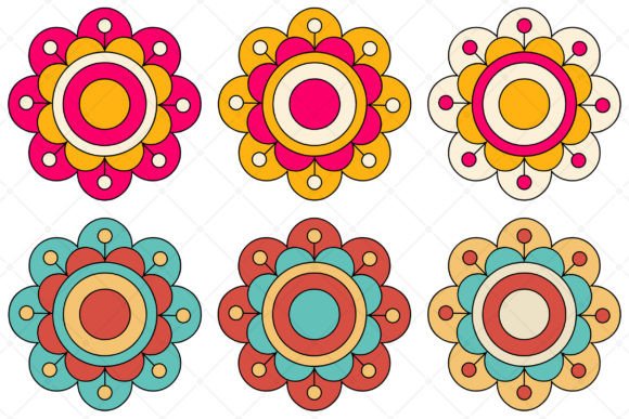 Download Cute Funky Flowers 6 Color Variations - Flowers Collection