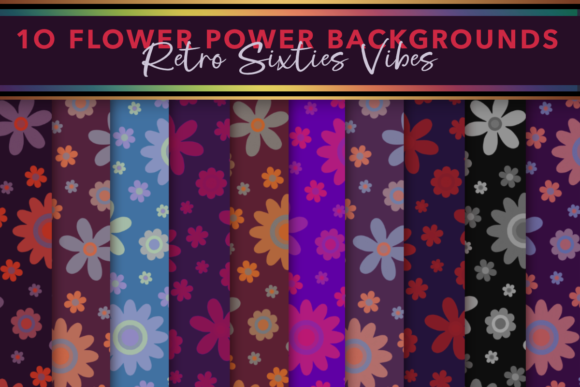 Download Flowers of the Sixties Digital Paper Set - Flowers Collection