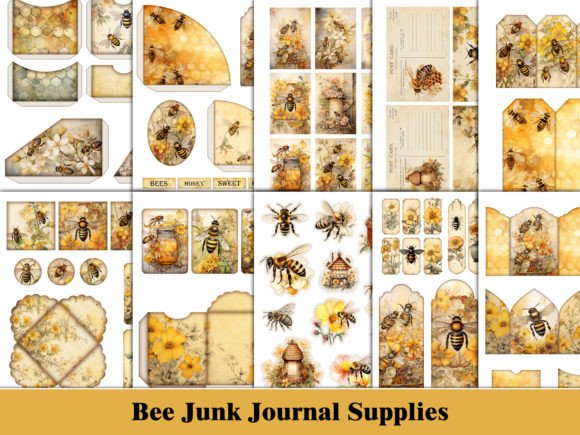 Download Yellow Bee Junk Journal Kit Ephemera - Junk journal kit Collection