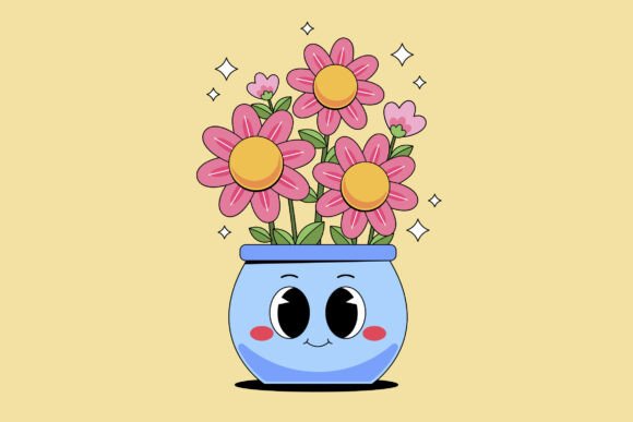 Download Cute Flowers in a Pot Cartoon - Flowers Collection